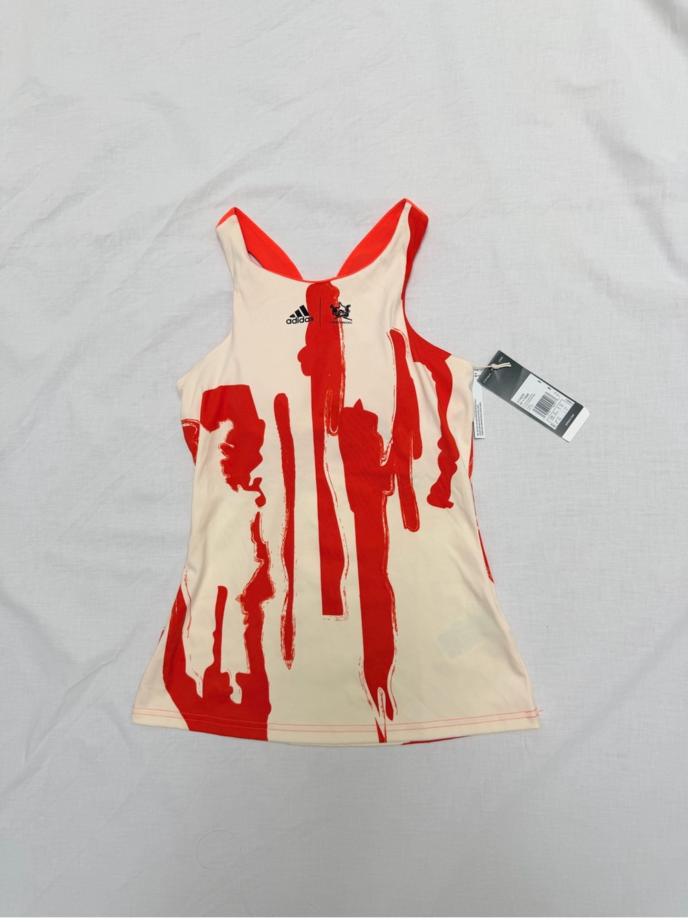 adidas Women's Cream & Red Graphic Racerback Tank Top With Built in Bra